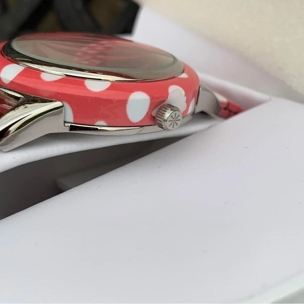 🆕 Isaac Mizrahi Live Ladies Pink Polka Dot Expansion Wrist Watch
